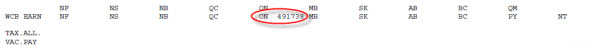 WCB section of Payroll Register Summary