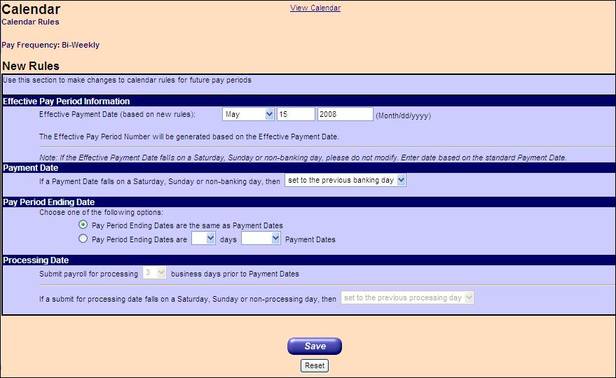 Calendar Rules