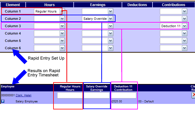 Rapid Entry Setup Columns
