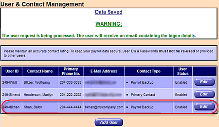 Users will appear in the summary list.