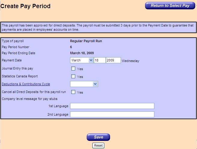 Create Pay Period