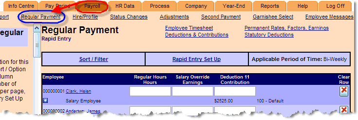 Rapid Entry - Regular Payment.