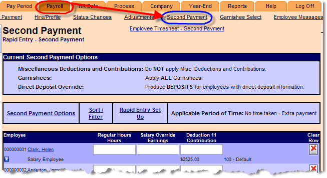 Rapid Entry - Second Payment.