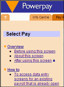 the screen help pane for the Permanent Rates, Factors, Earnings page - shows four main topics, each with sub-topics below.
