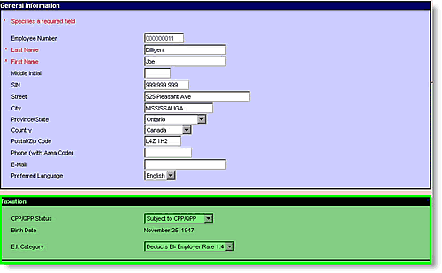 Employee Profile screen.